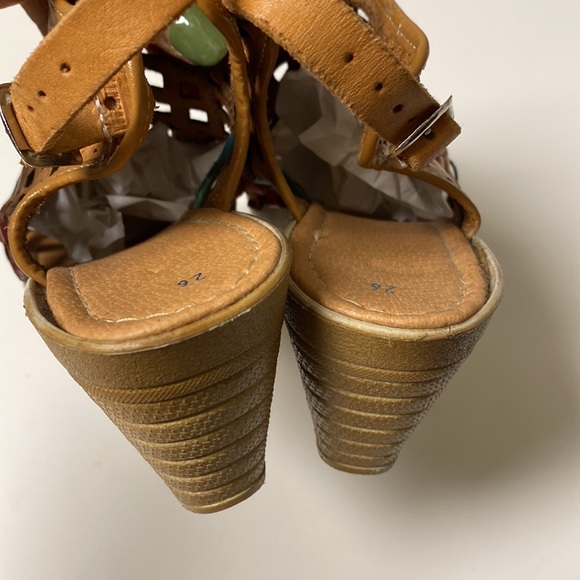 Multicolour Leather Wedge Sandals - Picture 7 of 12